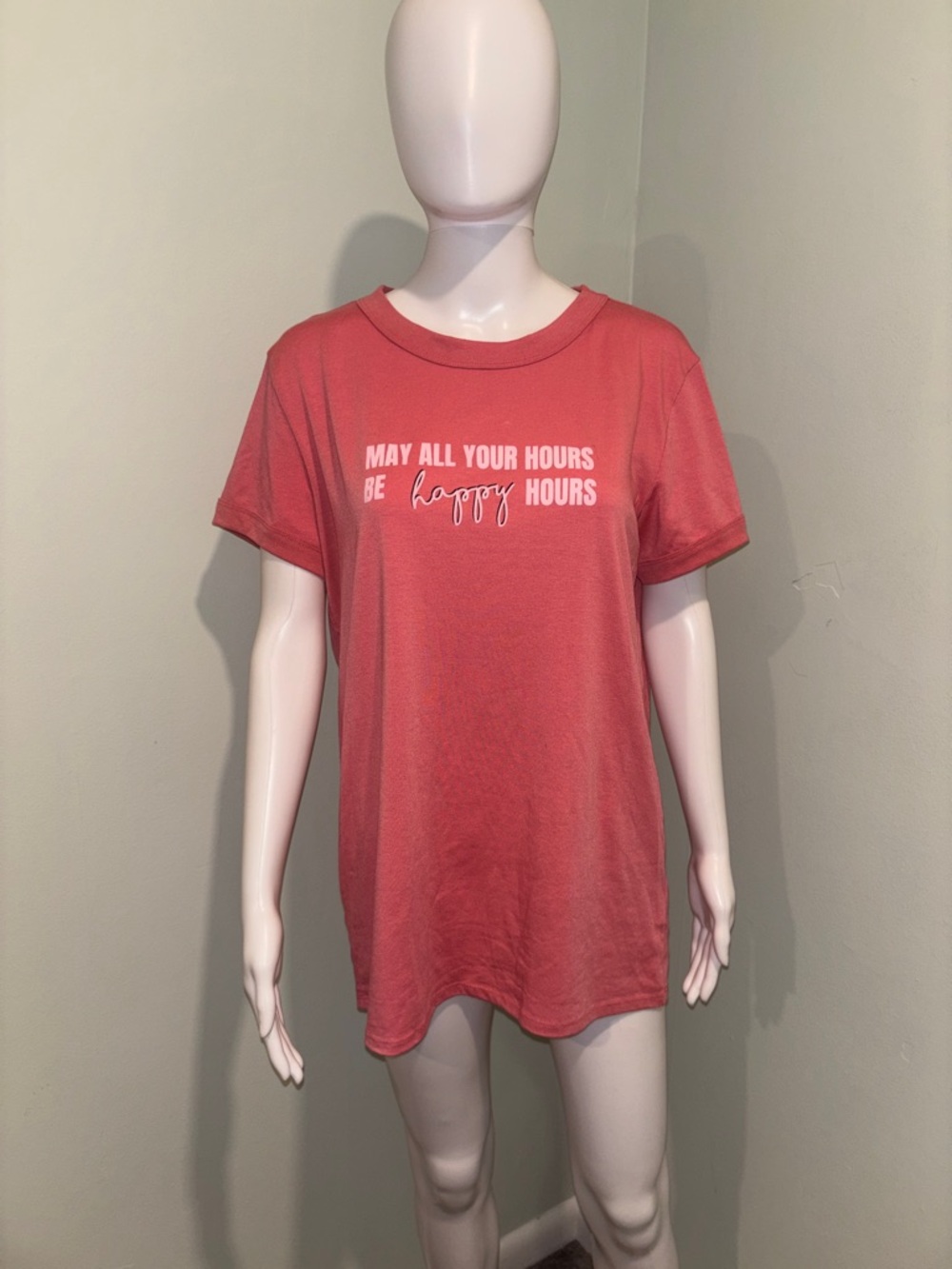 LuLaRoe Happy Hour Pink Short Sleeve T-Shirt - M